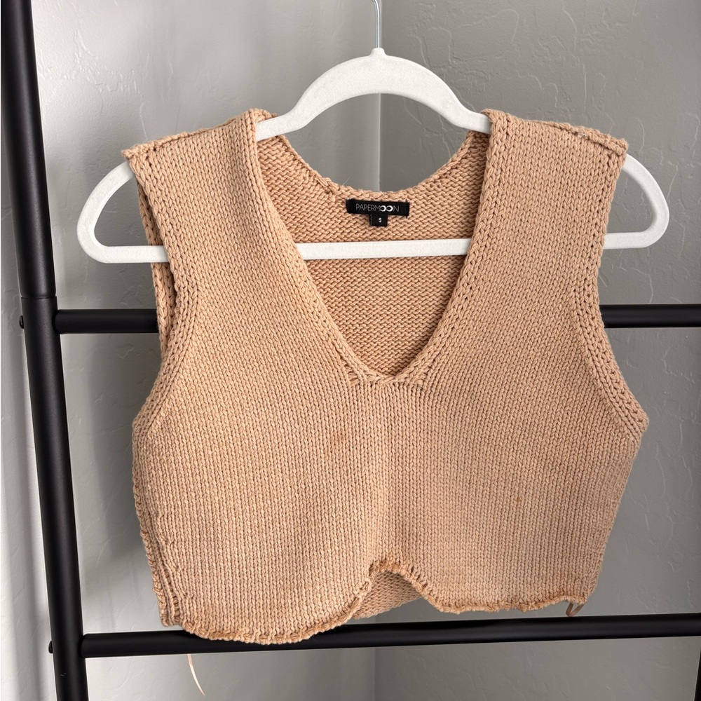 Papermoon Tan Knit Crop Top